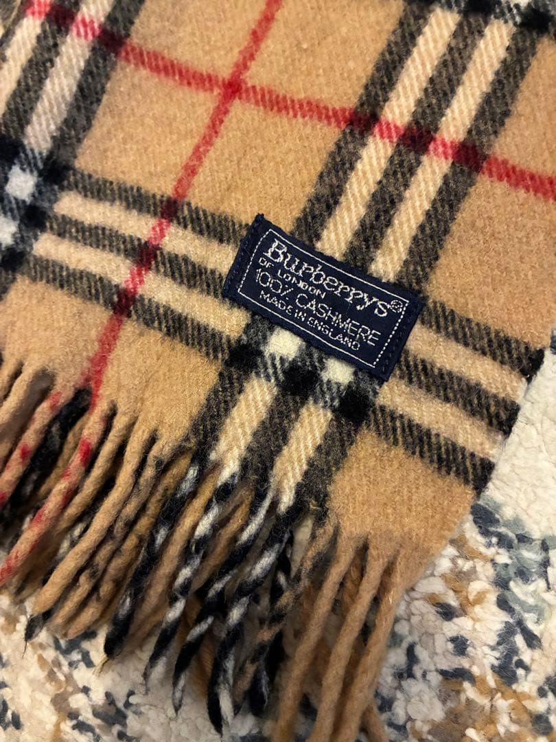 Vintage Burberrys 英国製 100% カシミア ロング マフラー