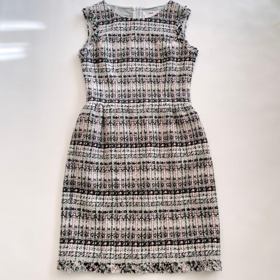美品✨Rene ルネ　ツイードワンピース　ノースリーブ　ひざ丈ワンピース　ピンク