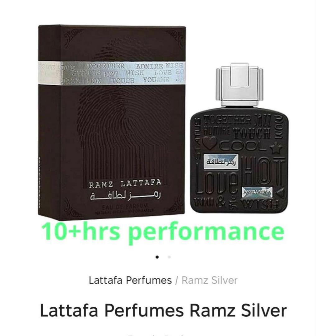 香水(男性用) lattafa ramz silver eau de parfum 100ml