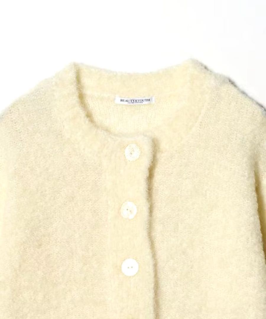 ウールブレンド ブークレ クルーネックカーディガン B&Y ユナイテッドアローズ