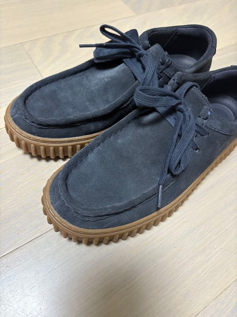 再値下げ！Clarks クラークストーヒルロー美品！25.5 ネイビースウェード