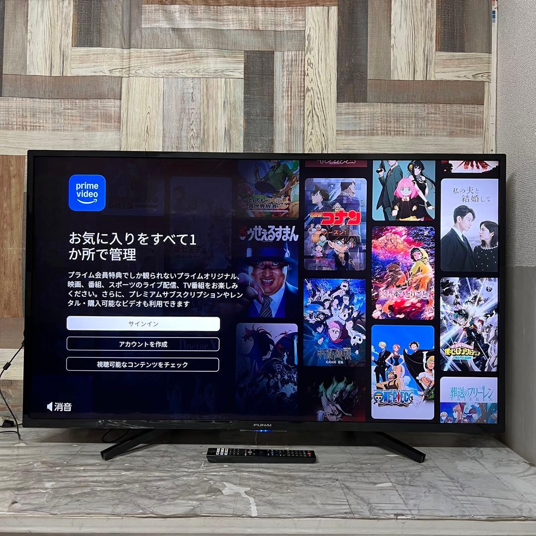 全国送料込❣️フナイ49型液晶テレビ4K チューナー内蔵アンドロイド テレビ