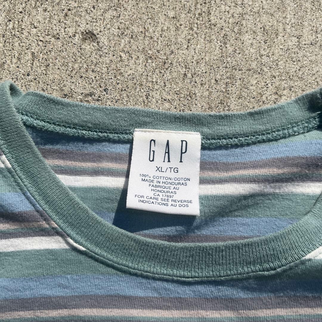 OLD GAP ボーダー ポケT XL グリーン系 オールドギャップ 古着