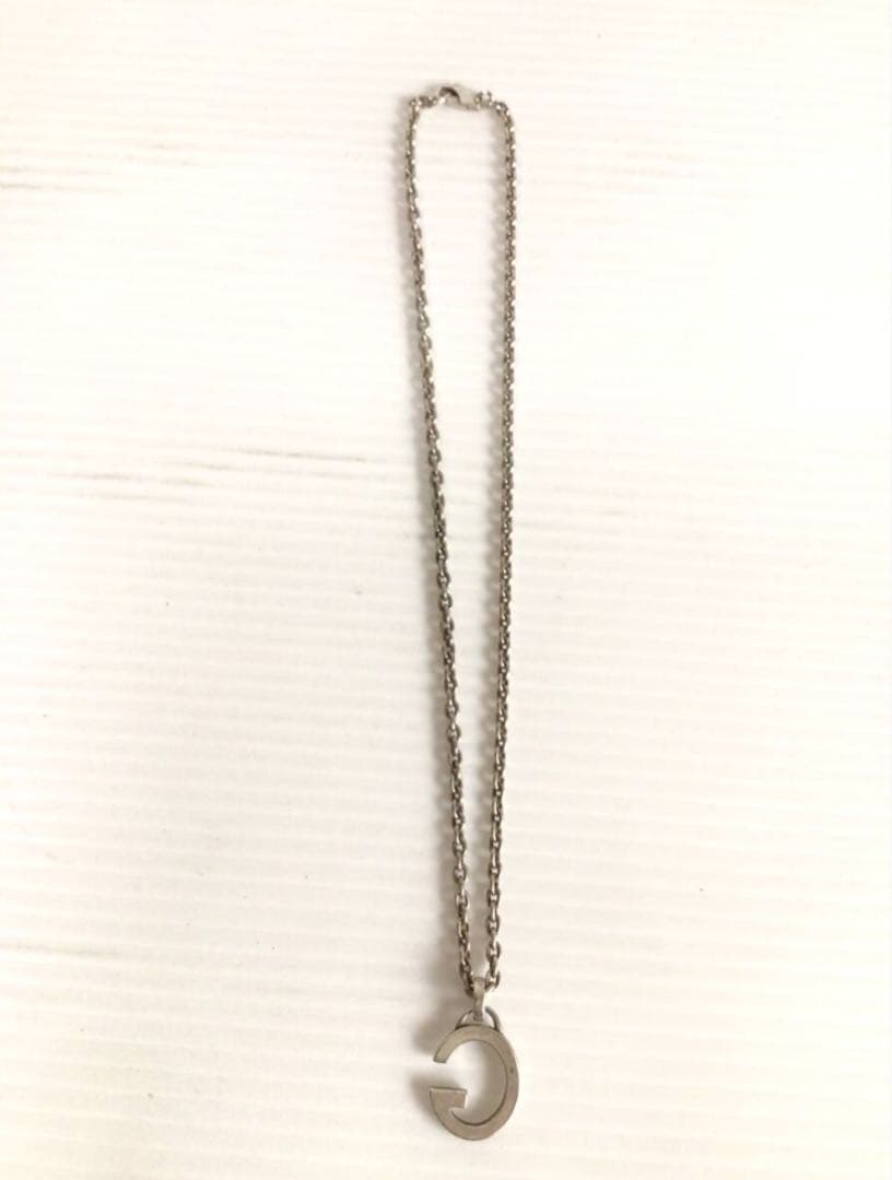 Y969 GUCCI ネックレス Gプレート シルバーAg925 ボールチェーン