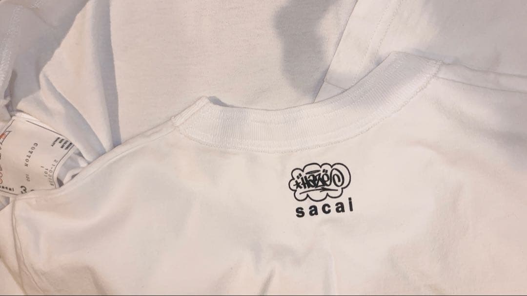 未使用　sacai haze プリント　ロゴ　Tシャツ　ホワイト　サイズ1