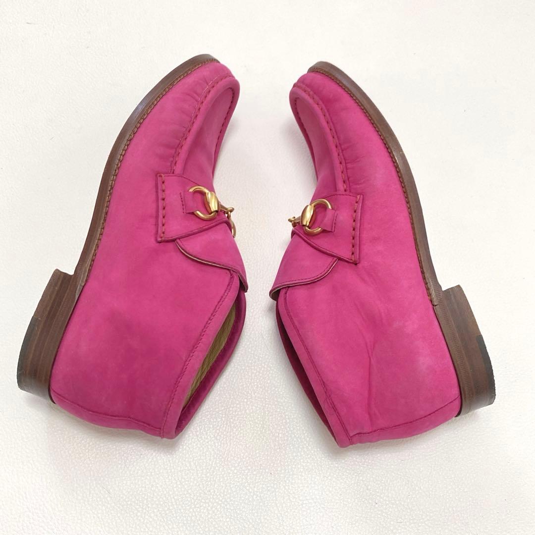 希少 GUCCI チャッカブーツ ローファー ピンク 22.5 ホースビット