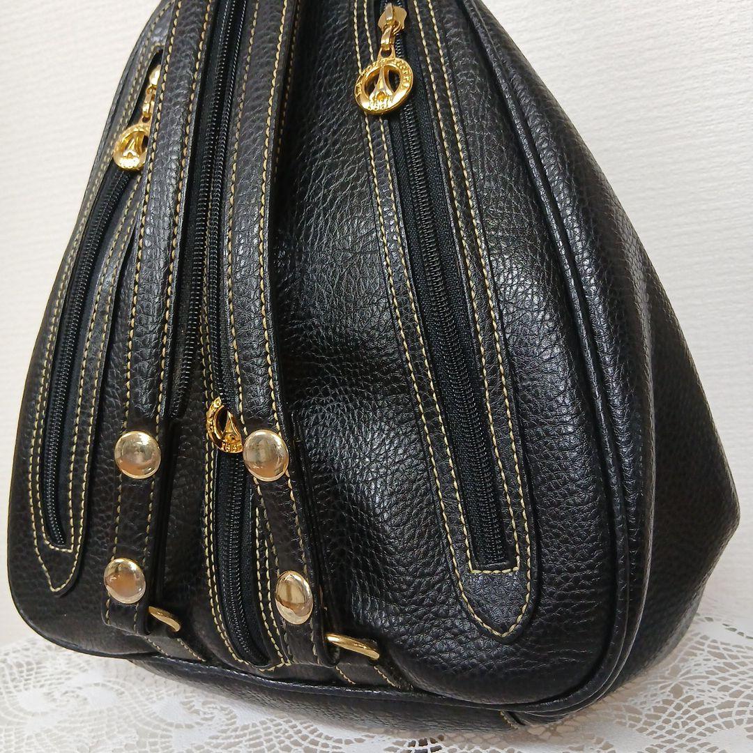 美品✨ラトゥールエッフェル　2wayボディバッグ　リュック　シボ革　レザー　黒