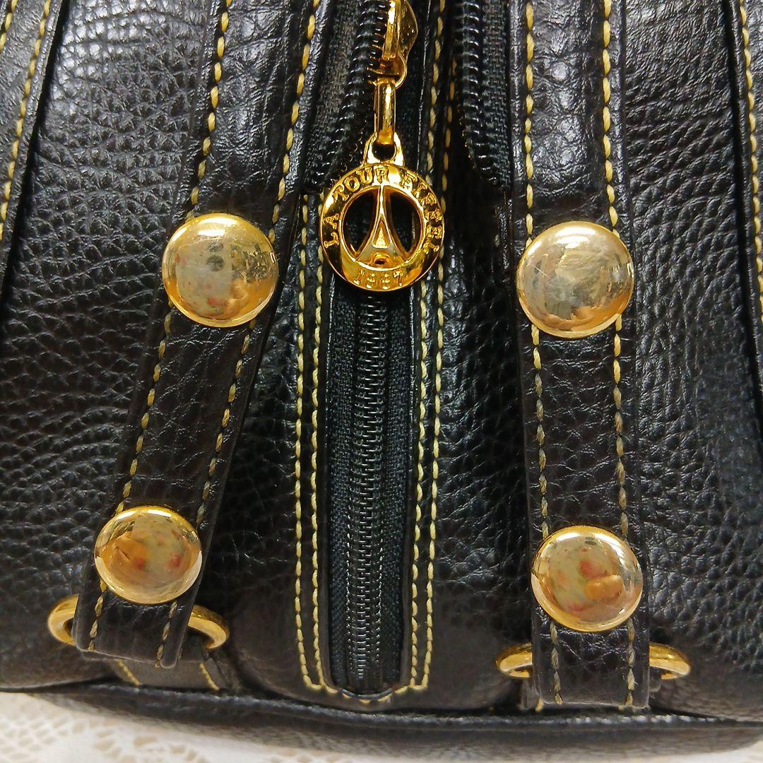 美品✨ラトゥールエッフェル　2wayボディバッグ　リュック　シボ革　レザー　黒
