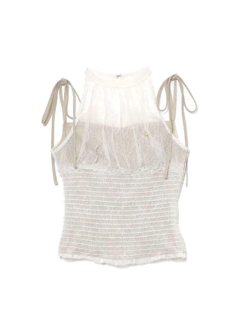 トップス andmary Paula lacey chiffon tops beige