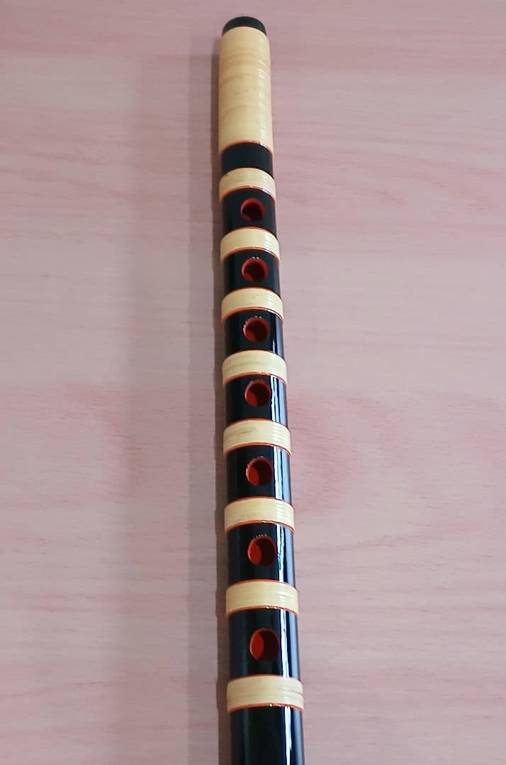 篠笛 六本調子 七穴 黒塗り内赤
