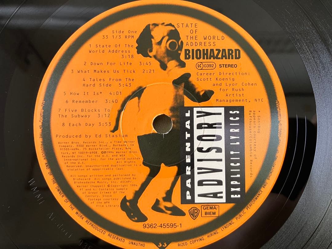 洋楽 LP Biohazard -State Of The World Address