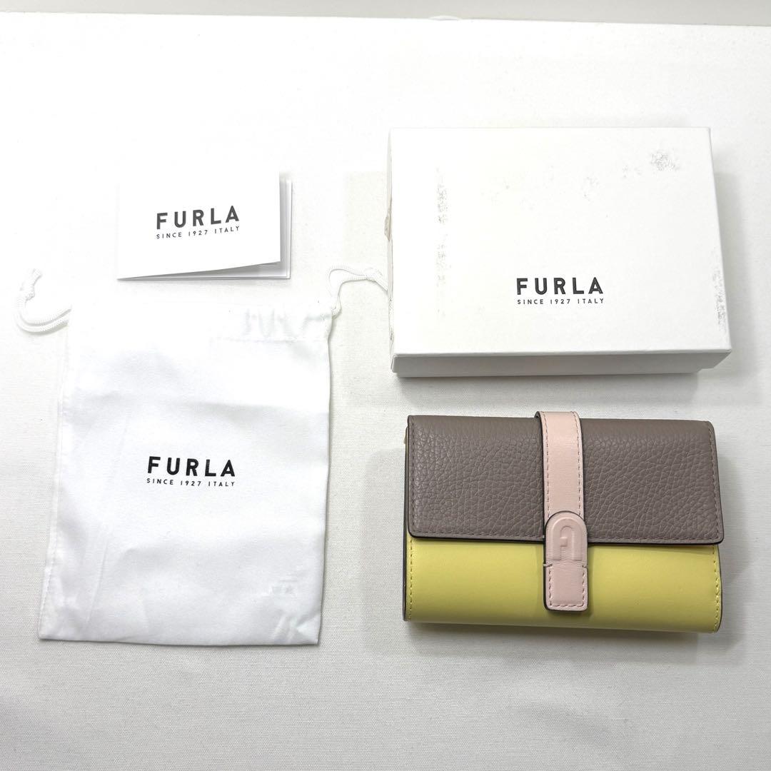 【極美品】FURLA フルラ 三つ折り財布 マルチカラー コンパクトウォレット