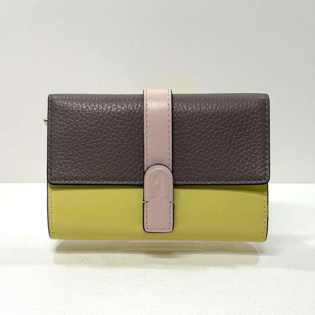 【極美品】FURLA フルラ 三つ折り財布 マルチカラー コンパクトウォレット