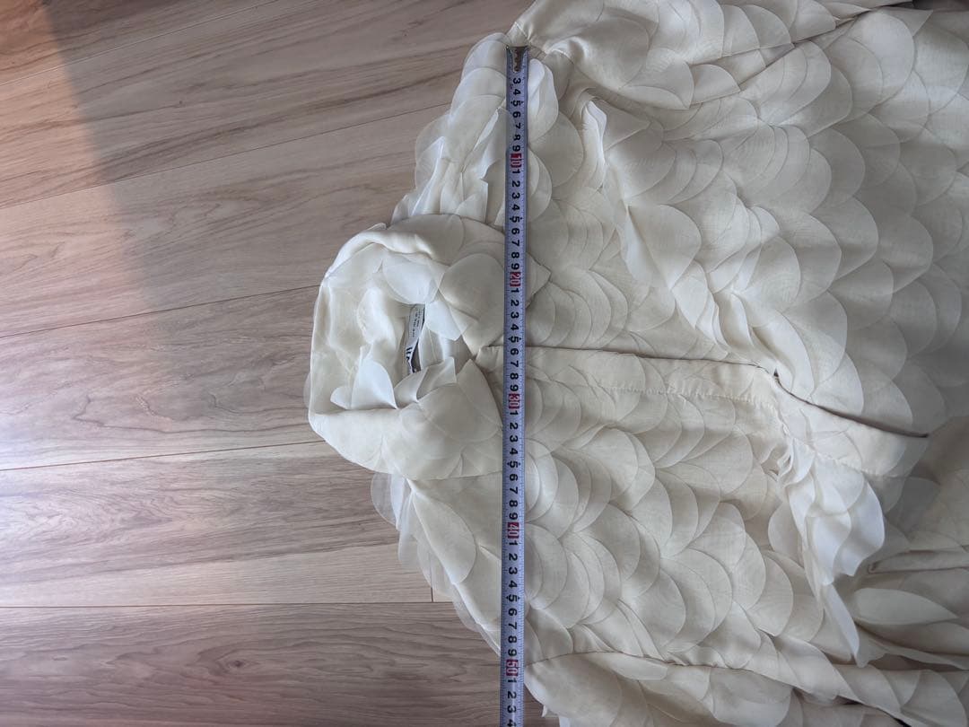 【未使用美品】ZARA コート　フリル　シースルー　アイボリー　お洒落　XL