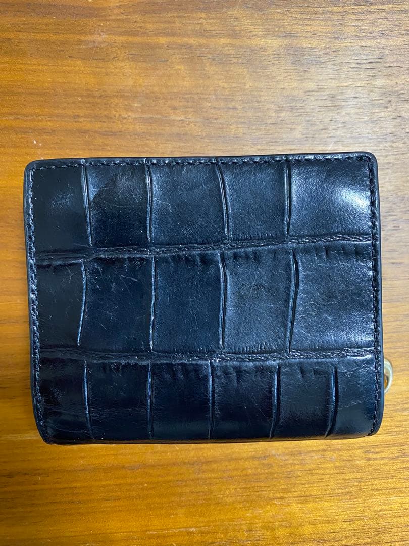 COACH ブラックレザー 二つ折り財布 クロコ