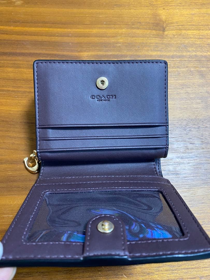 COACH ブラックレザー 二つ折り財布 クロコ