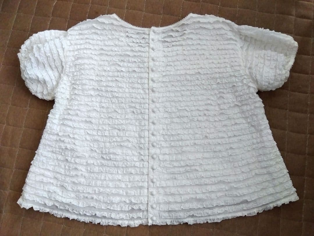 カネコイサオ　ピコフリル　美品　1回着用　白　フリルホワイトパフスリーブTシャツ