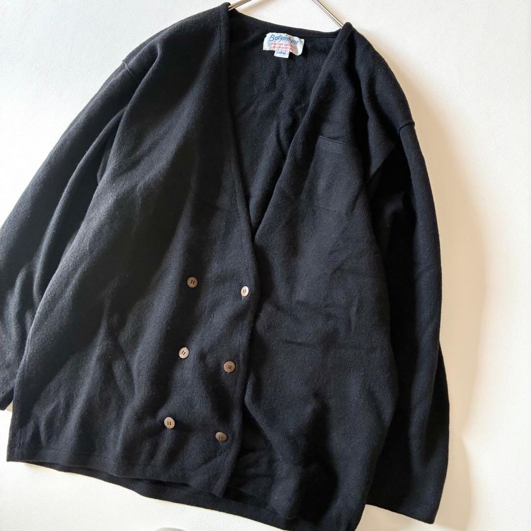 BALLANTYNE　バランタイン カシミヤ　ダブルブレストカーディガン　Ｌ　黒