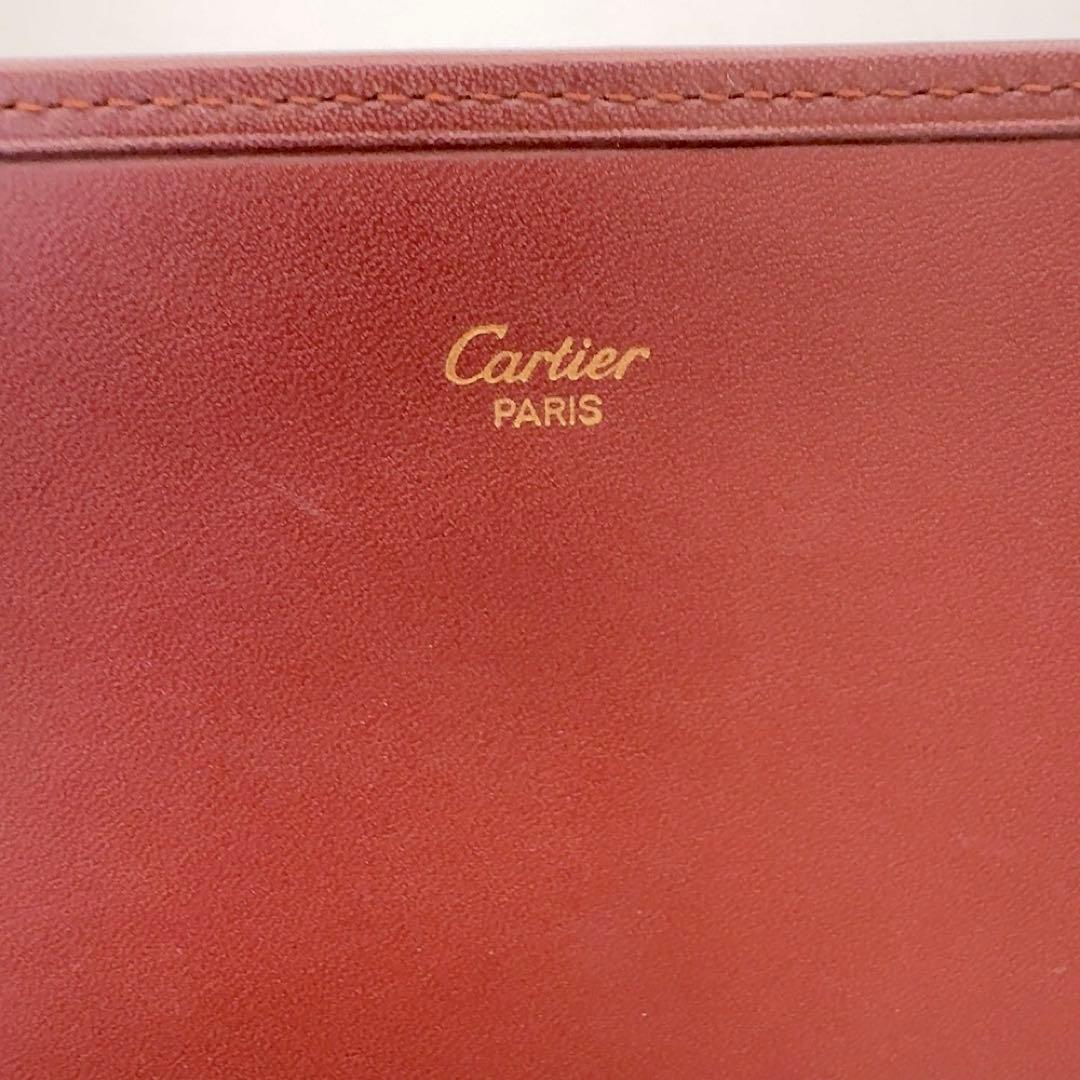 カルティエ　マストライン　長財布　二つ折　がま口　ボルドー　レザー