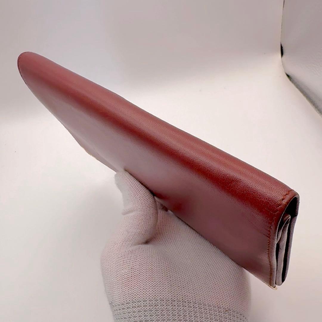 カルティエ　マストライン　長財布　二つ折　がま口　ボルドー　レザー