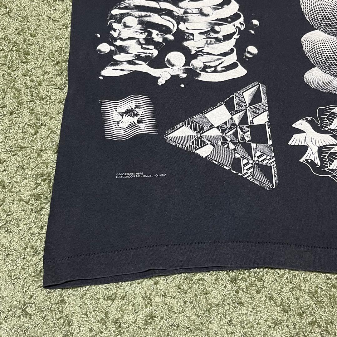 90s ANDAZIA M.C.エッシャー だまし絵 片面プリント Tシャツ