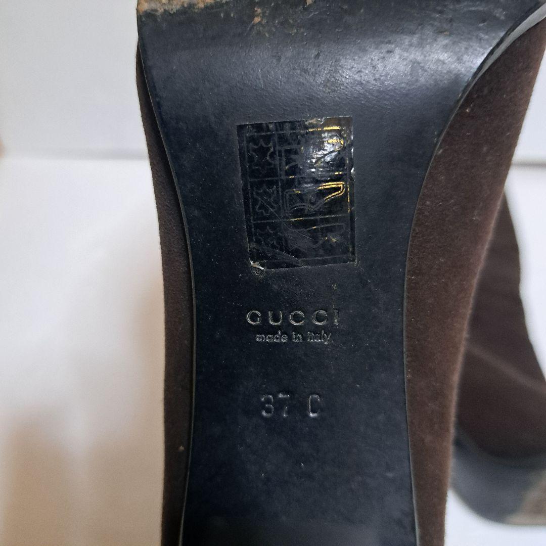 GUCCI ロングブーツ スエード ブラウン レディース 23.5センチ