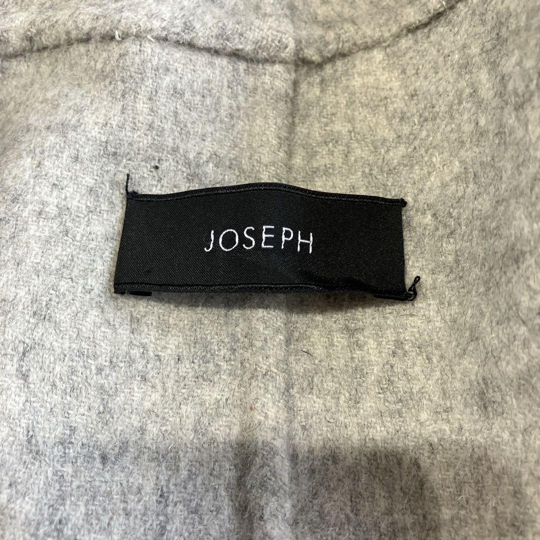 極美品 JOSEPH ウールカシミヤ 女優襟ベルテッドコート リバーコート 38