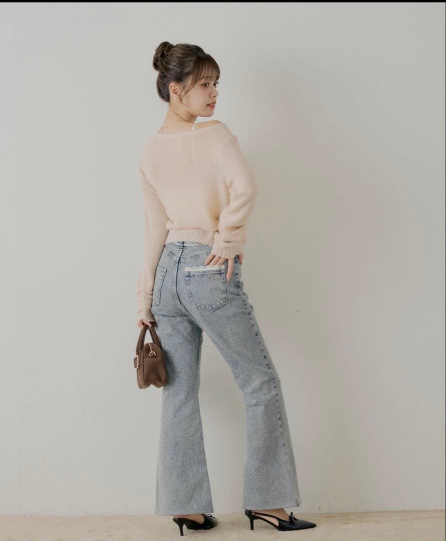 Chico レースデザインフレアデニム　新品