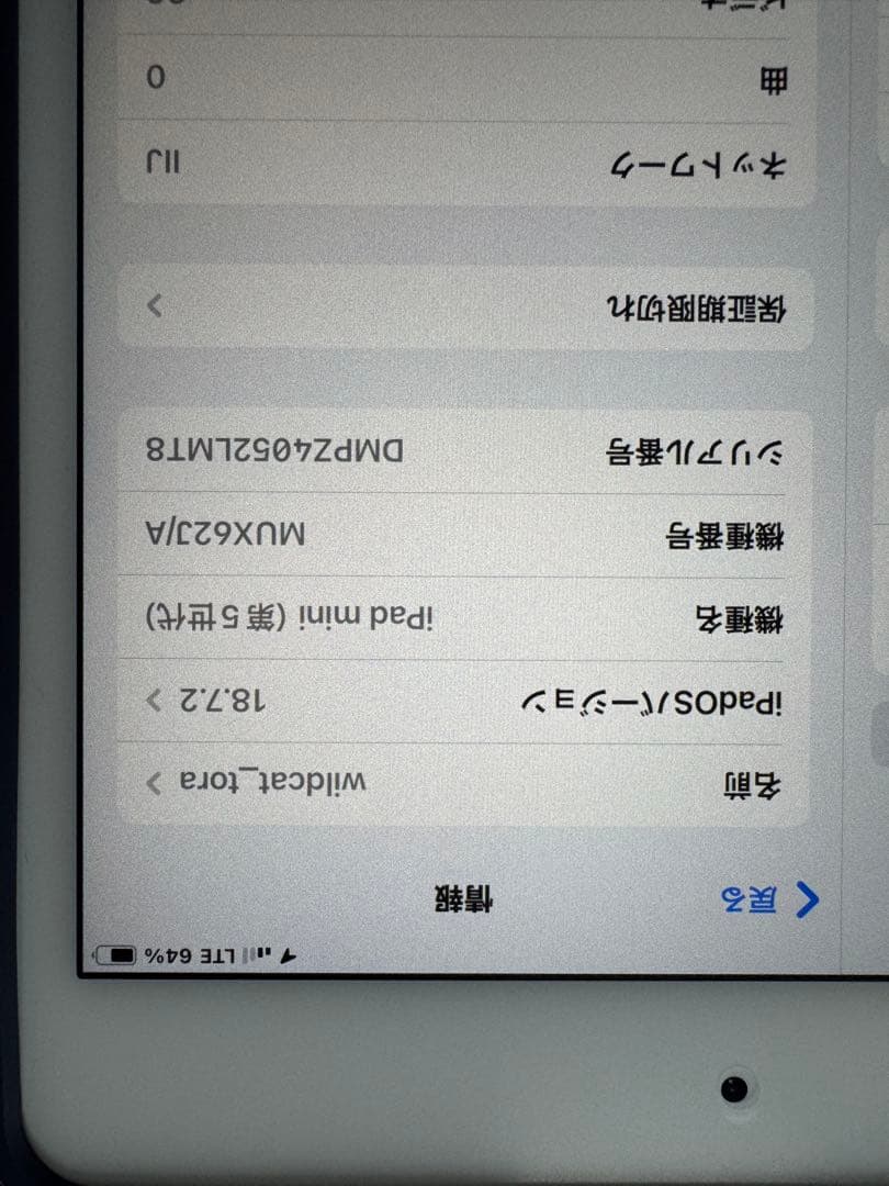 iPad mini5 （2019) 64 GB 4G セルラーモデル