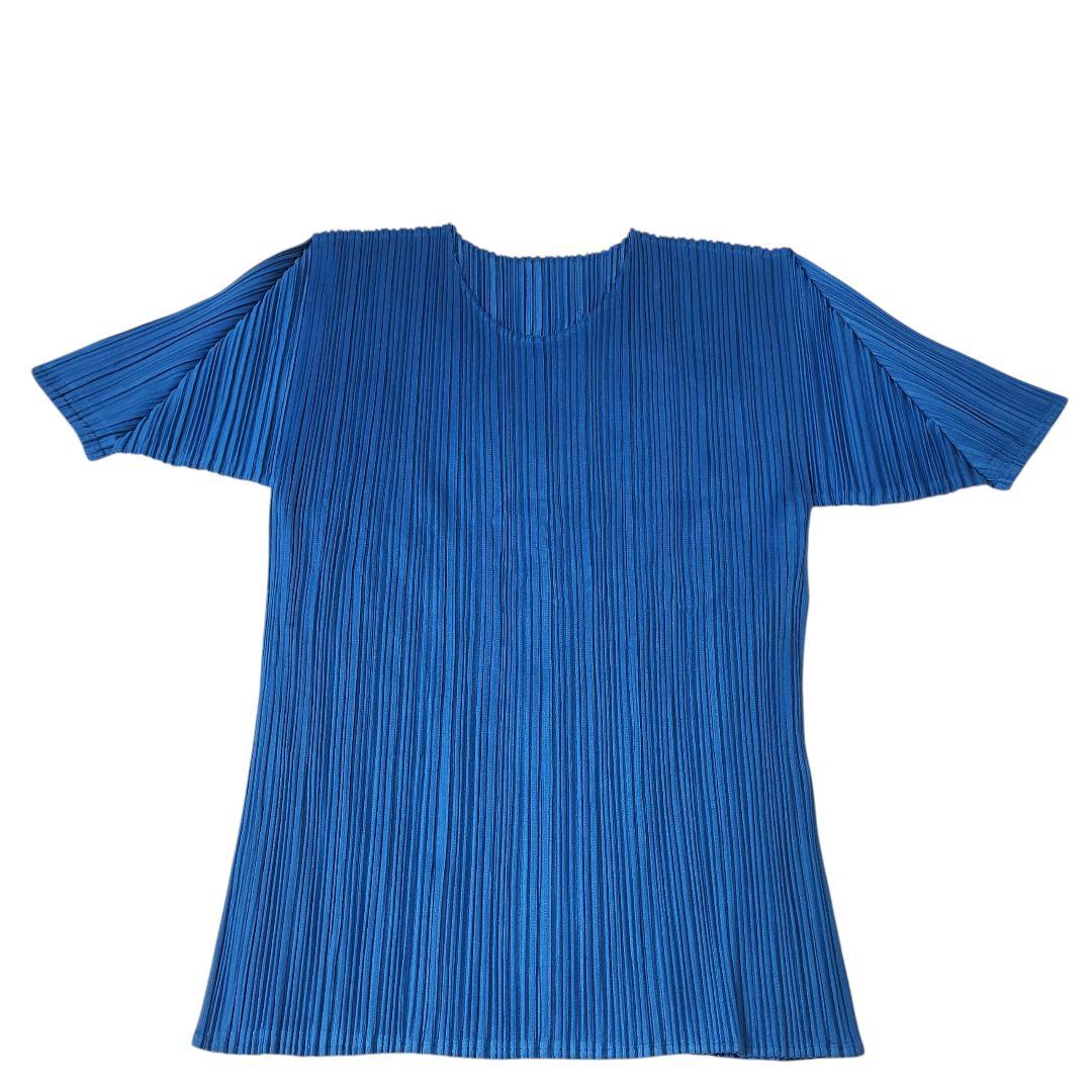 【美品】PLEATS PLEASE プリーツプリーズ 半袖 トップス 青 ブルー