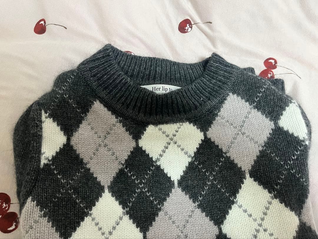 ワンピース Herlipto Moor Argyle Ribbon Knit Dress