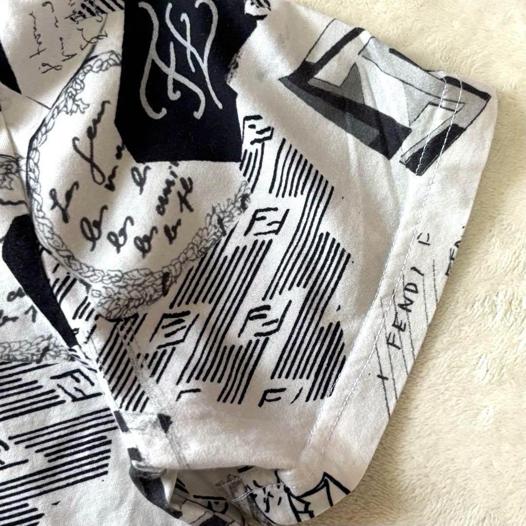 【極美品】 フェンディTシャツ L カールラガー コラージュプリント 半袖 白黒