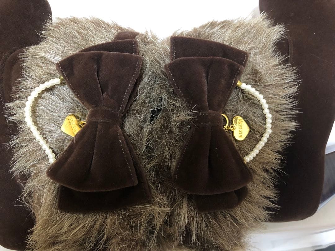 LIZLISABIGリボンブーツ ファー付き　ブラウン　美品　y2k姫系　当時物