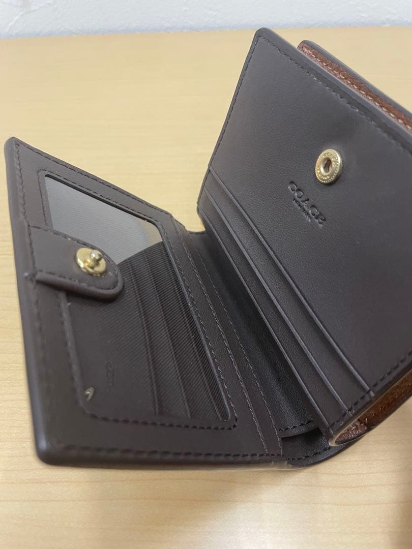 ■ COACH コーチ 折り財布 ブラウン 金具 レザー