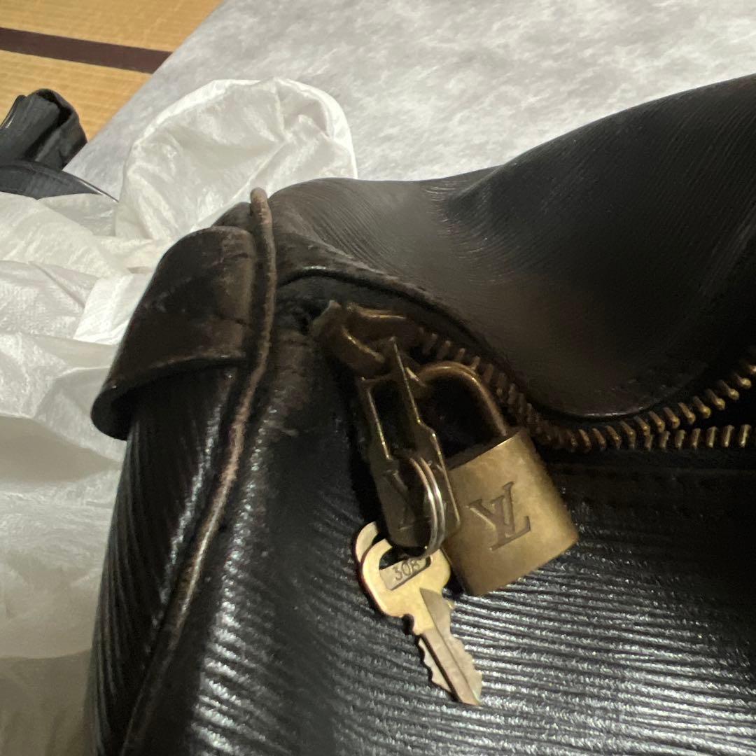 Louis Vuitton キーポル50 ボストンバッグ ブラック レザー