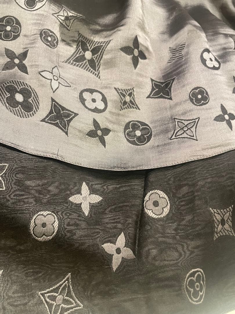 【新品未使用】LouisVuitton ブラック シルク混合ストール モノグラム