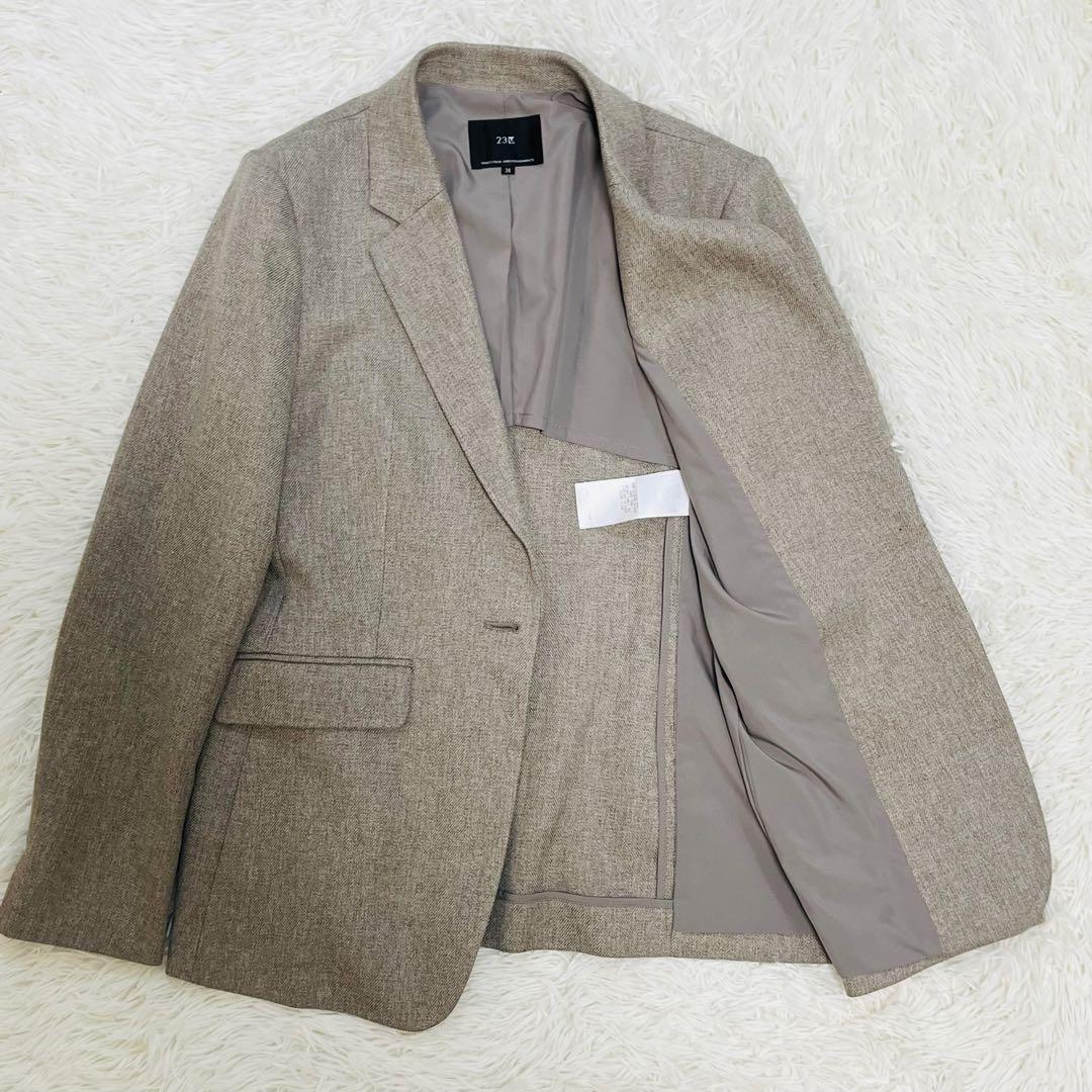 美品　24ss 23区　洗える ウールライクカルゼテーラードジャケット　ベージュ