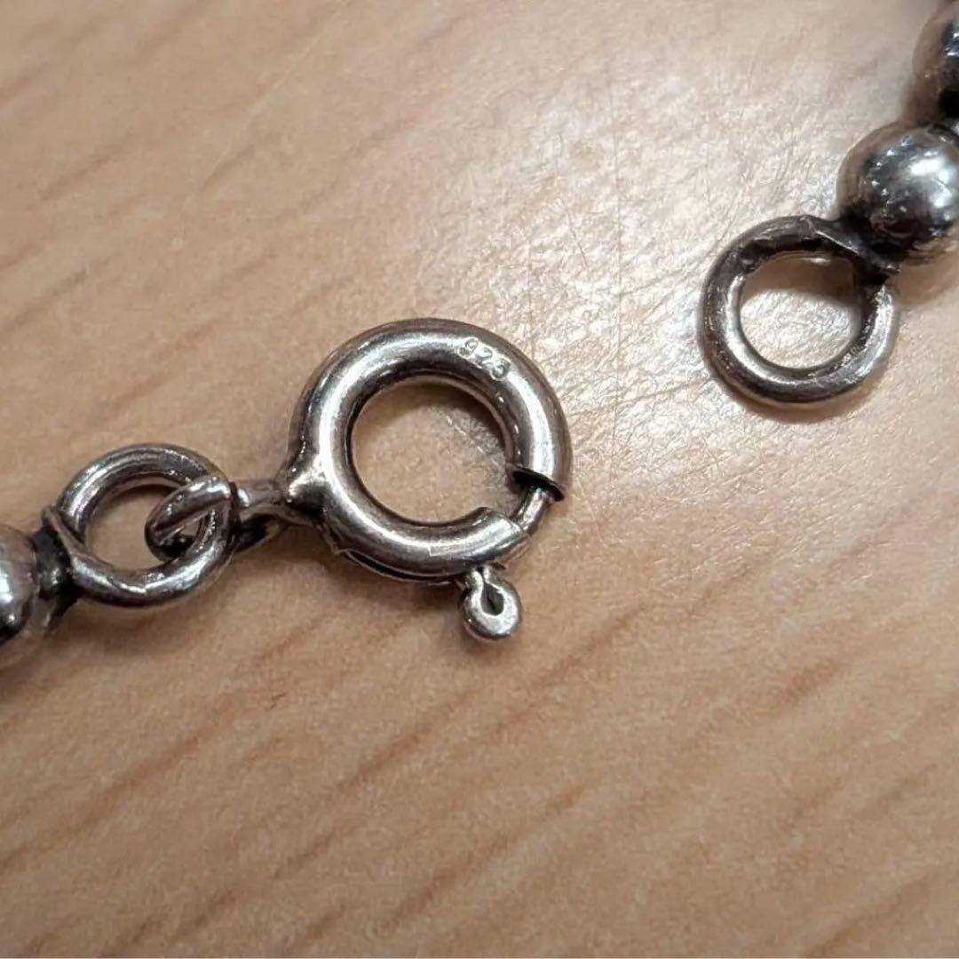 925刻印　ヴィンテージシルバーネックレス　ボールチェーン　幅3mm　短め