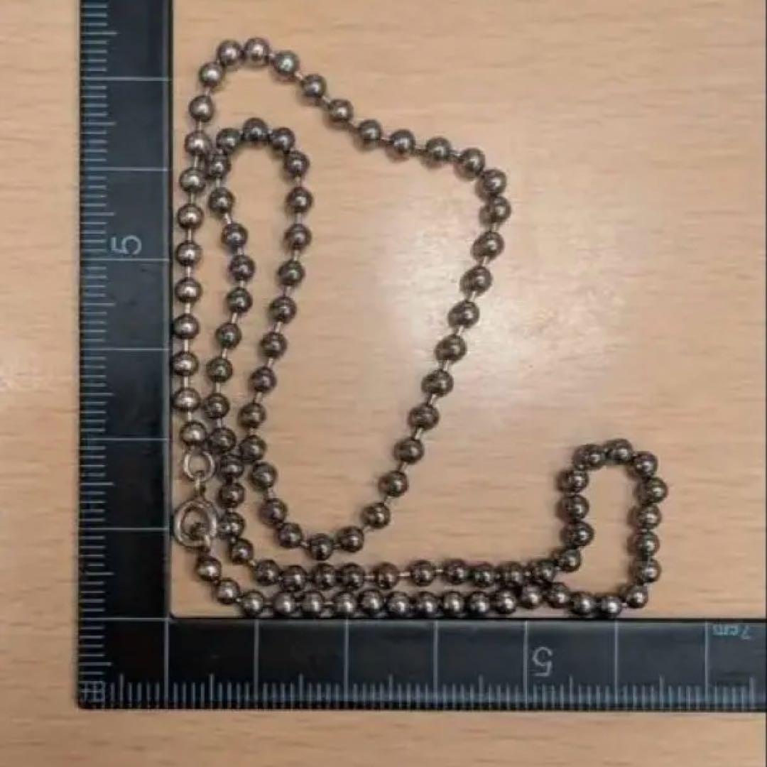 925刻印　ヴィンテージシルバーネックレス　ボールチェーン　幅3mm　短め