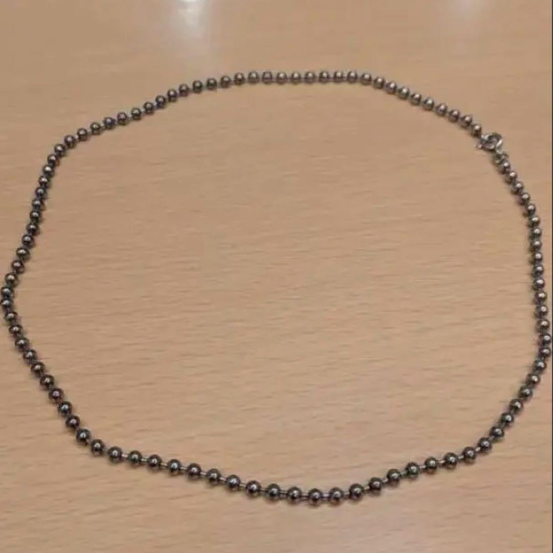 925刻印　ヴィンテージシルバーネックレス　ボールチェーン　幅3mm　短め