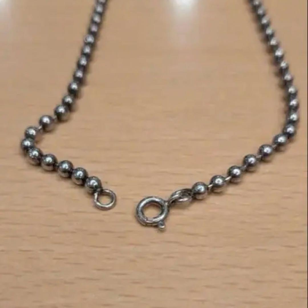 925刻印　ヴィンテージシルバーネックレス　ボールチェーン　幅3mm　短め