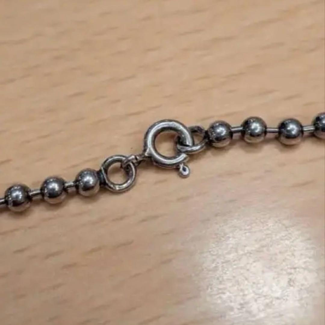 925刻印　ヴィンテージシルバーネックレス　ボールチェーン　幅3mm　短め