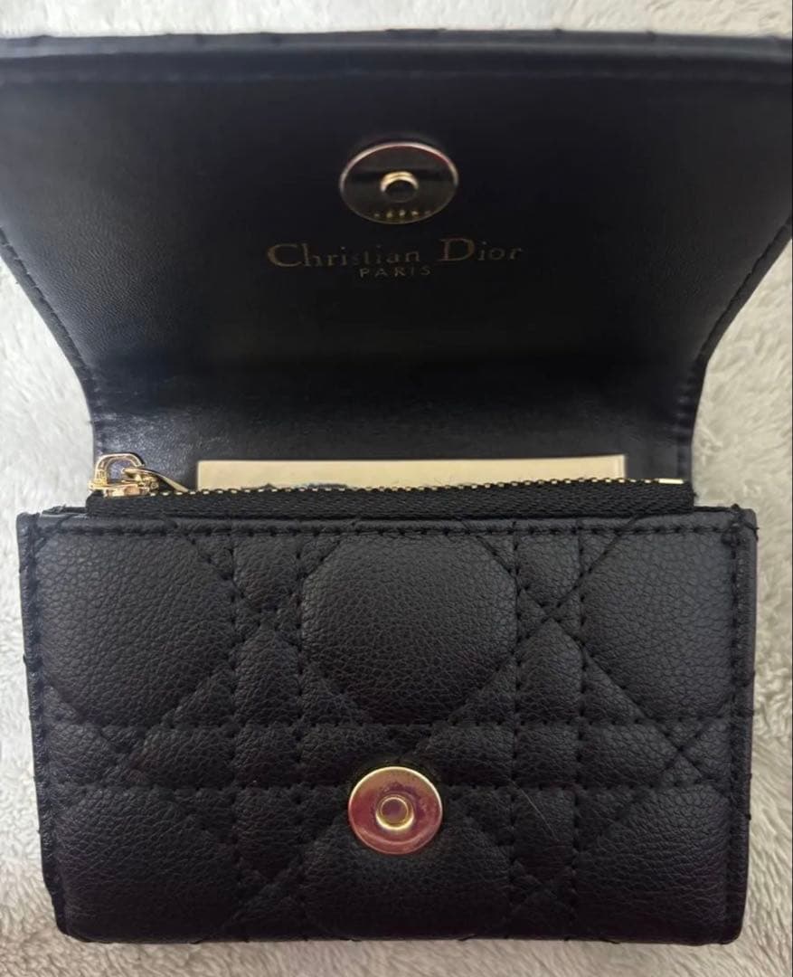 Christian Dior ディオール カナージュ 二つ折り財布 ブラック