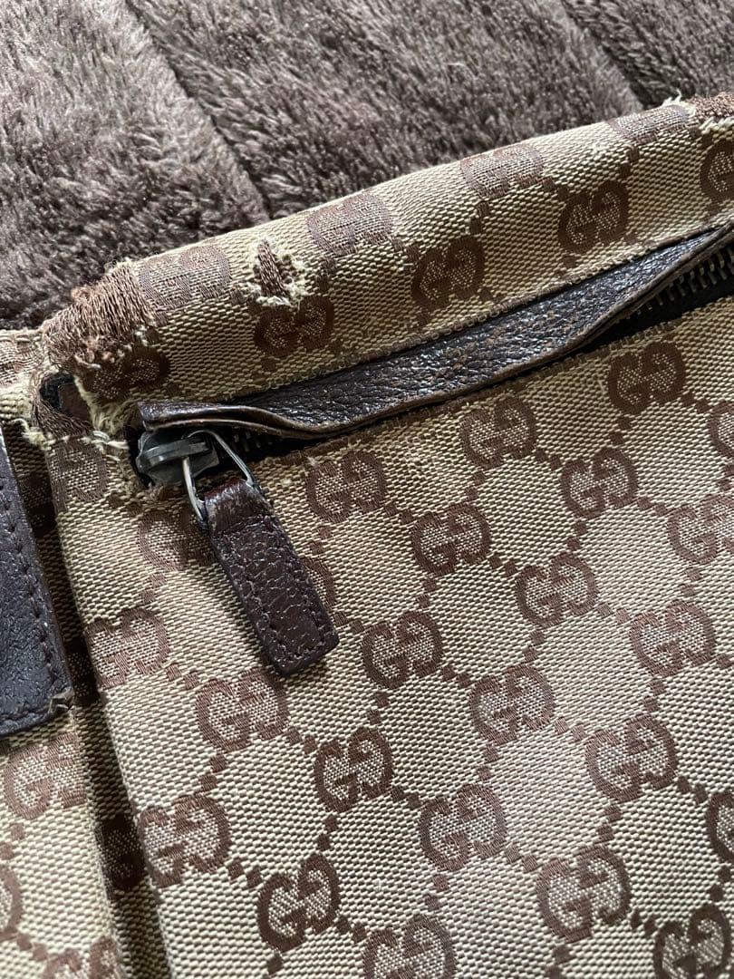 GUCCI GGキャンバス×レザー ウエストバッグ ウエストポーチ ショルダー