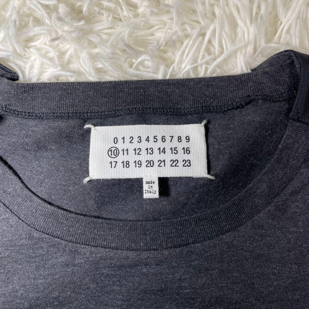 【美品】メゾンマルジェラ Tシャツ 半袖 48 ショルダーディテール ブラック