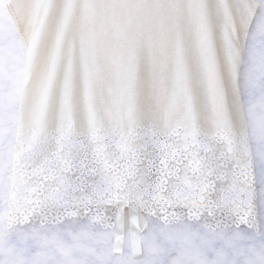 BEARDSLEY ビアズリー 裾レース ブラウス リネン ブラウス　カットソー