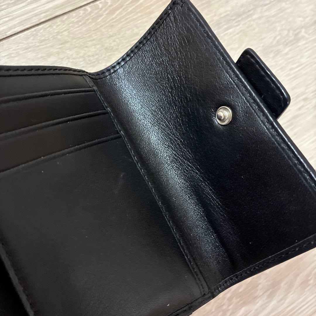 COACH コーチ 三つ折り財布 シグネチャー ブラック キャンバス レザー黒
