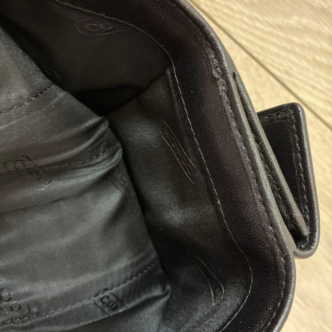 COACH コーチ 三つ折り財布 シグネチャー ブラック キャンバス レザー黒