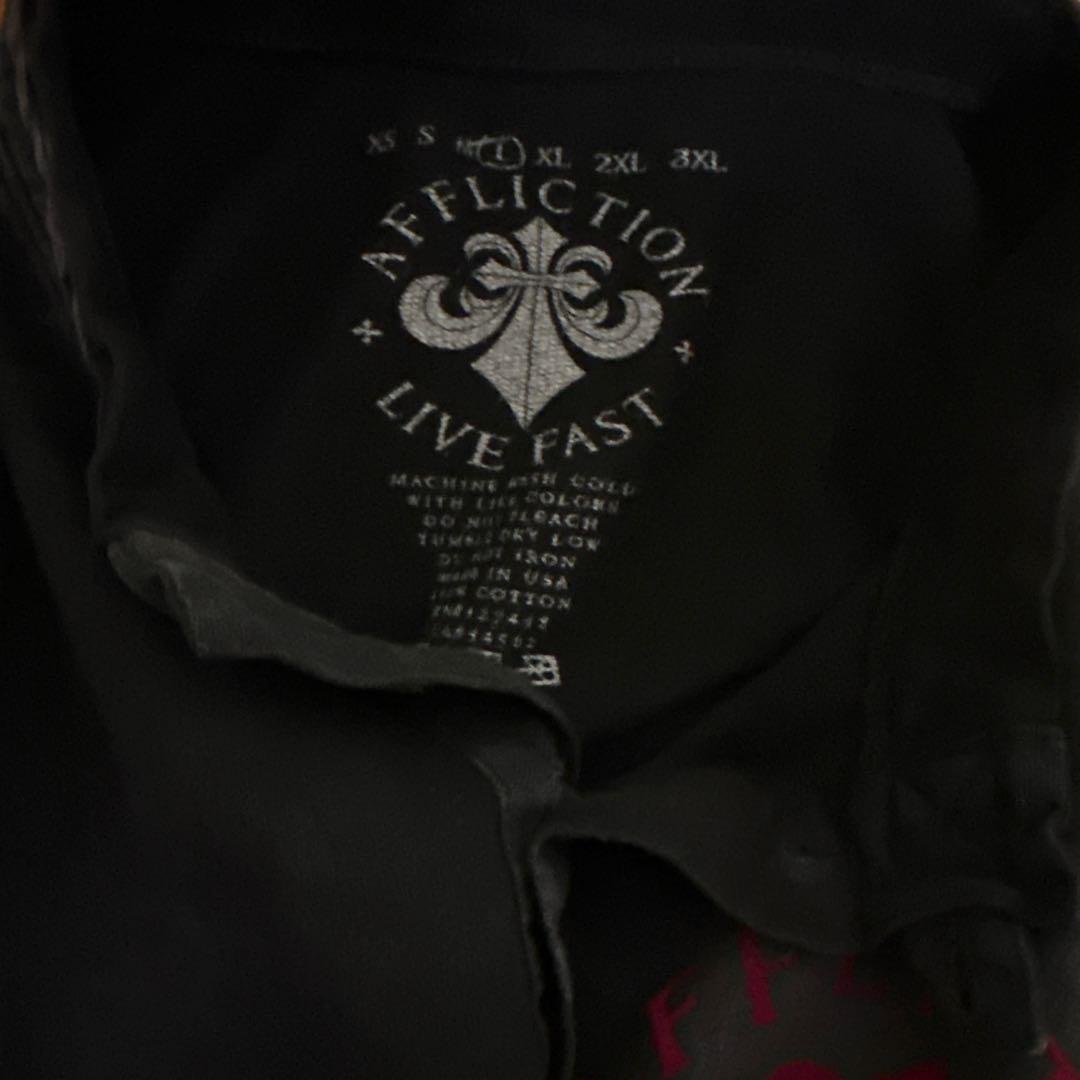 ク*コ様 AFFLICTION 長袖シャツ ブラック レッド　ロンT 長袖