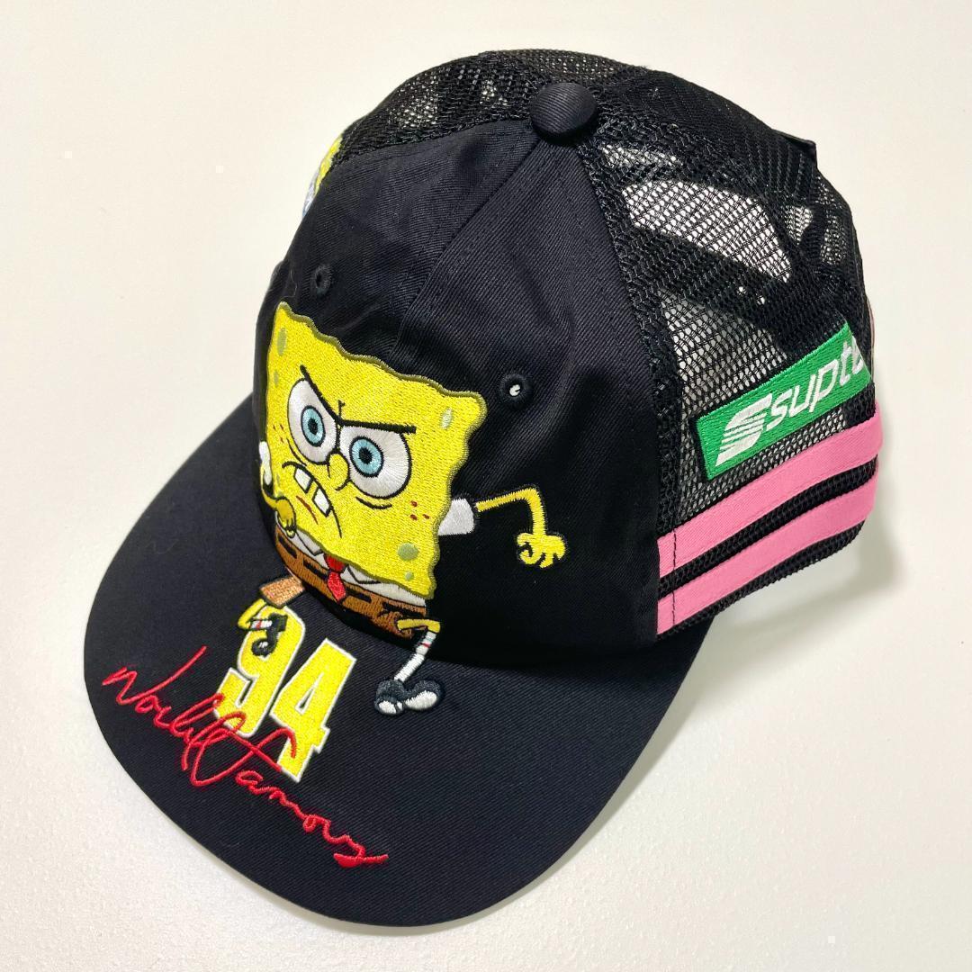 Supreme シュプリーム スポンジボブ コラボ キャップ 帽子 メッシュ 黒